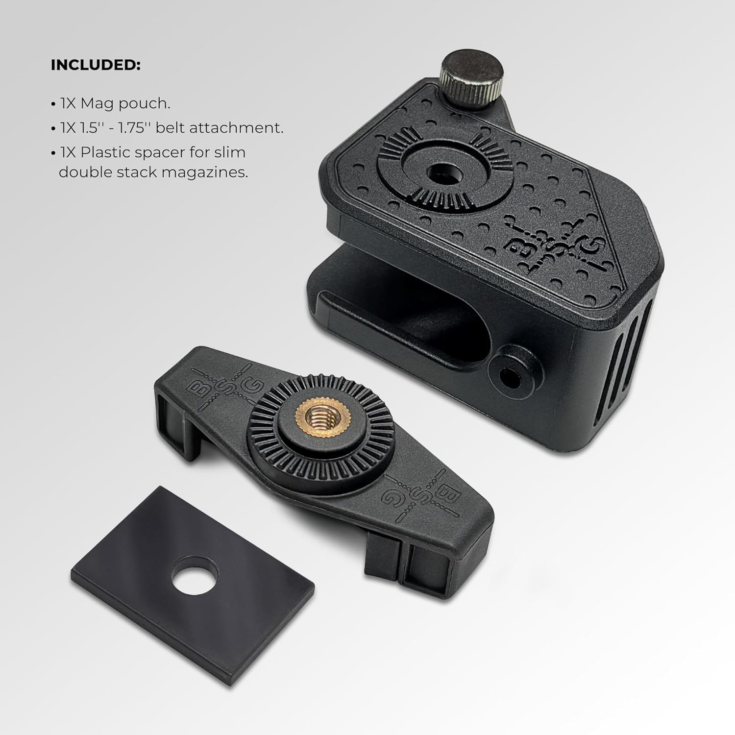 Ambidextrous Double Stack Magazine Pouch, Retention Screw, Adjustable Metal Tab Mount for 1.5" and 1.75" Belts, USPSA IPSC Competition