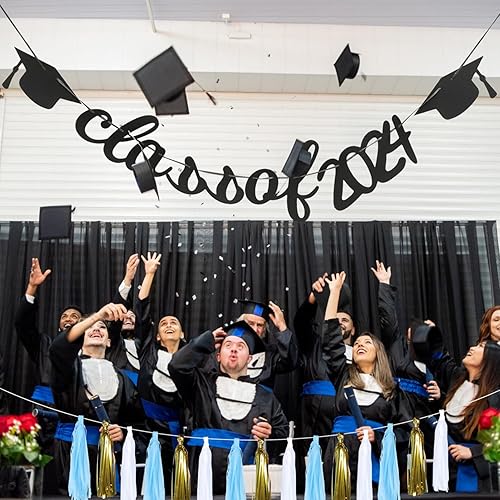 Miniatura 2 de EXCEART 1 Set 2024 2024 Graduation Banner Glitter Graduation Party Banner Graduation Party Wall Decor Decorative Graduation Party Banner High School