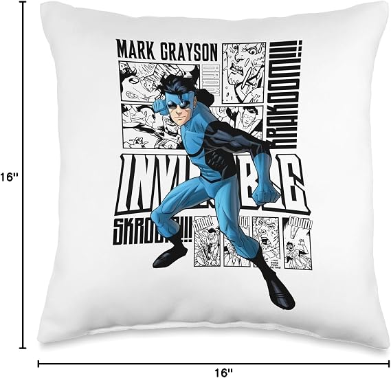 Invincible Blue Suit Collage Throw Pillow