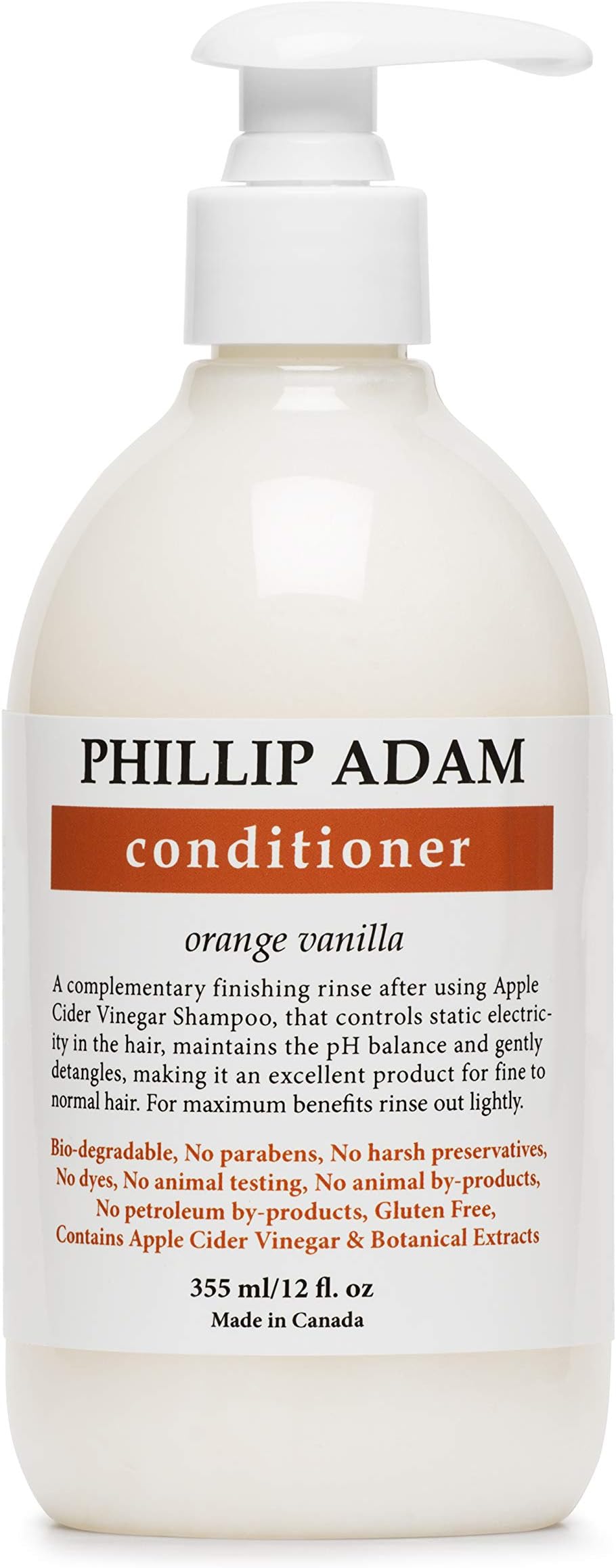 - Phillip Adam Orange Vanilla Conditioner for Smooth and Shiny Hair - No Harsh Chemicals - Safe for Color Treated Hair - Delicious Natural Scent - 12 Ounce