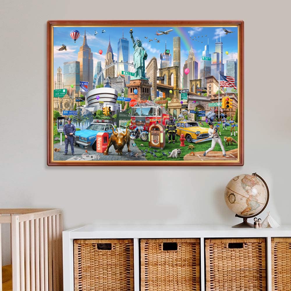 Jigsaw Puzzles for Adults 1000 Piece New York City 27.56 x 19.69 Inch Jigsaw Puzzle for Adults Educational Game 1000 Pieces New York Landmarks Puzzles for Adult - Image 2