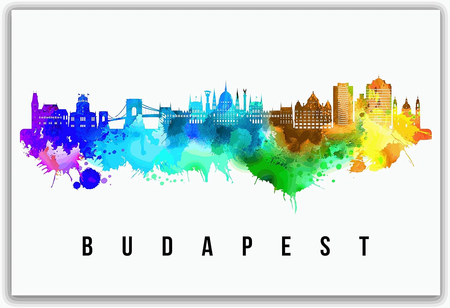 Budapest Skyline Hungary Poster, Budapest Cityscape Painting, Hungary Poster, Budapest Cityscape and Landmark Print, Home Wall Art, Office Wall Decor - 12x18 Inches