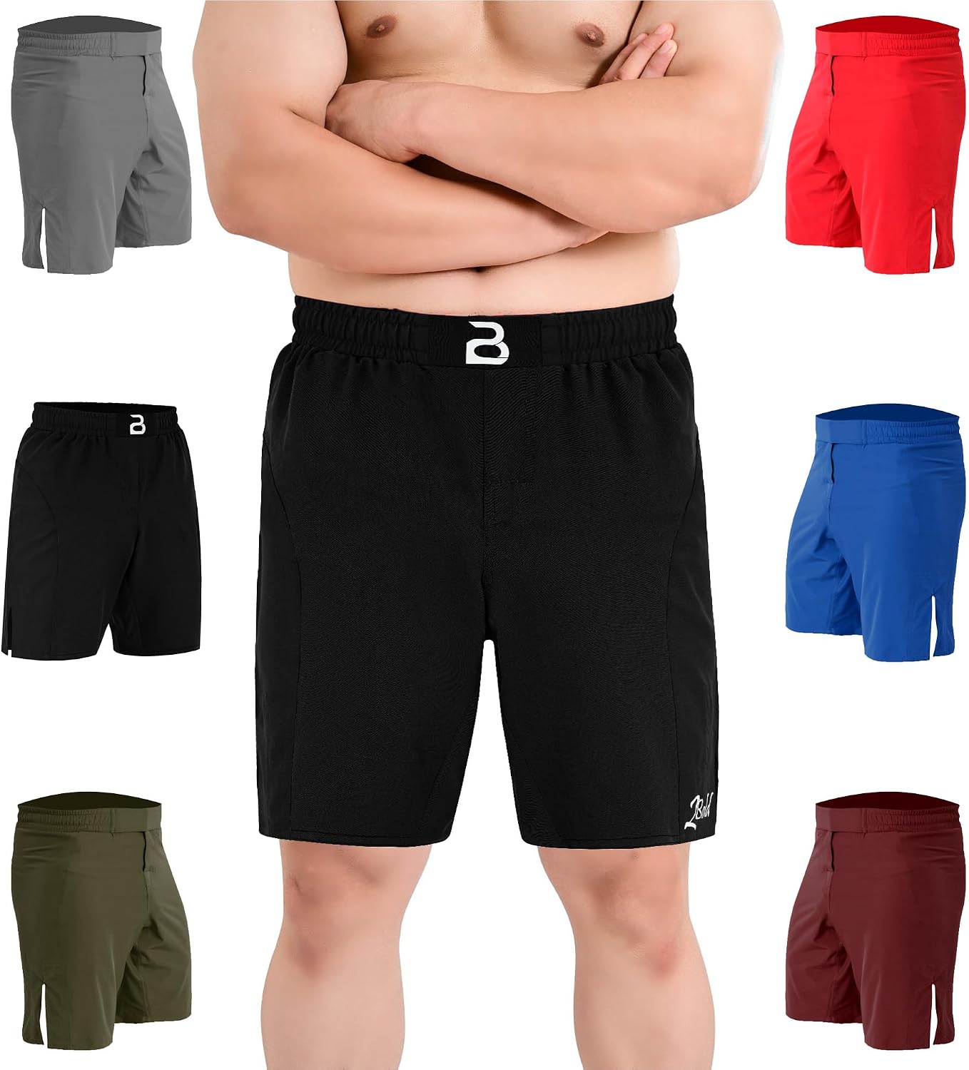 2BOLD MMA Shorts Men’s BJJ, Grappling, JIU-Jitsu, NO-GI Cross Training Muay Thai, Boxing, Gym Trunks