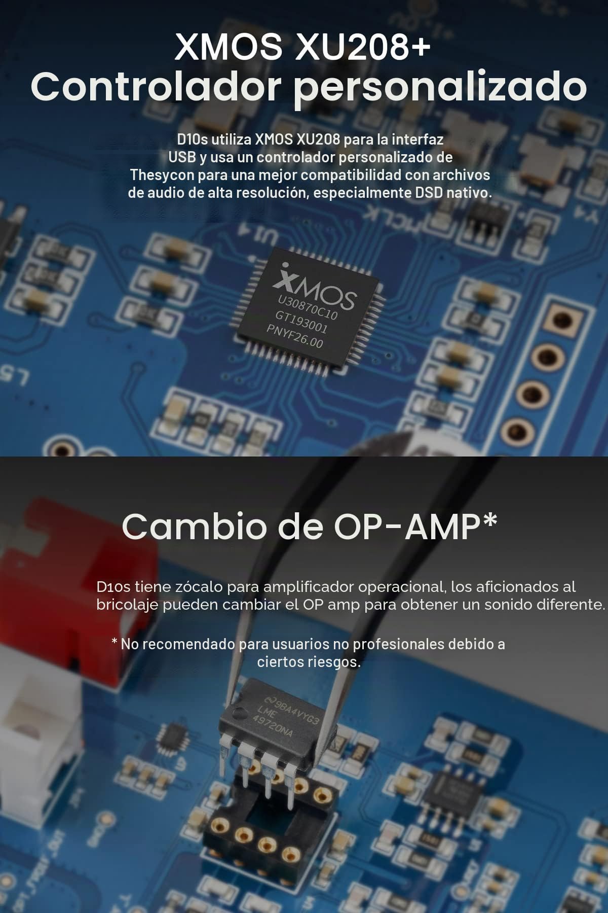 Topping D10s Mini USB DAC ES9038Q2M XMOS XU208 PCM384kHz DSD256 Amplificador de audio nativo Decodificador Negro