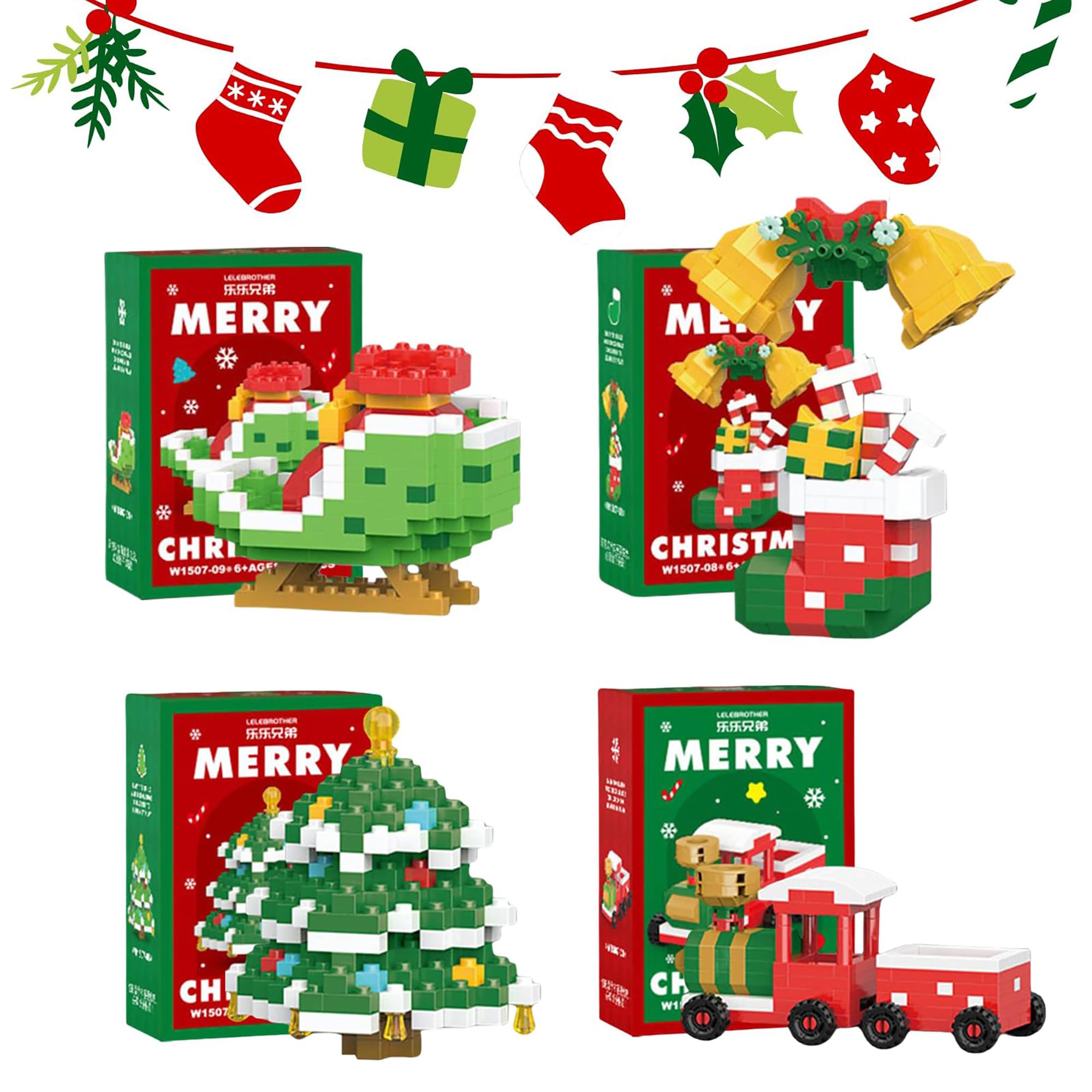 DIY Santa Claus Building Block Set - 3D Creative Mini SantaClaus Reindeer PuzzleBlock, Christmas Tree Decorations Gifts (C)