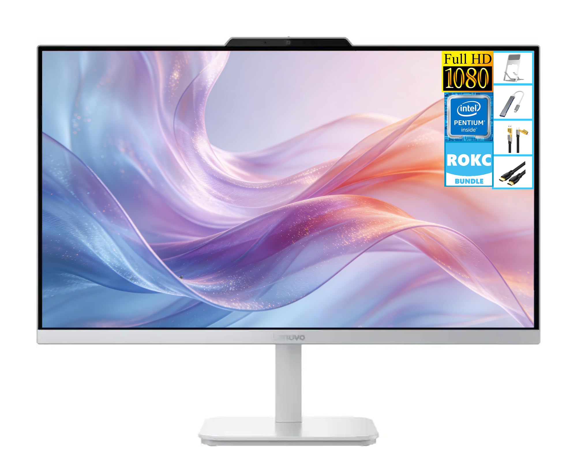 Lenovo A100 AIO Desktop| 23.8" FHD Anti-glare All-In-One Computer| 16GB RAM|256GB SSD| Intel 4-Core CPU| Webcam| Wi-Fi 6 | RJ-45|Windows 11| Weired