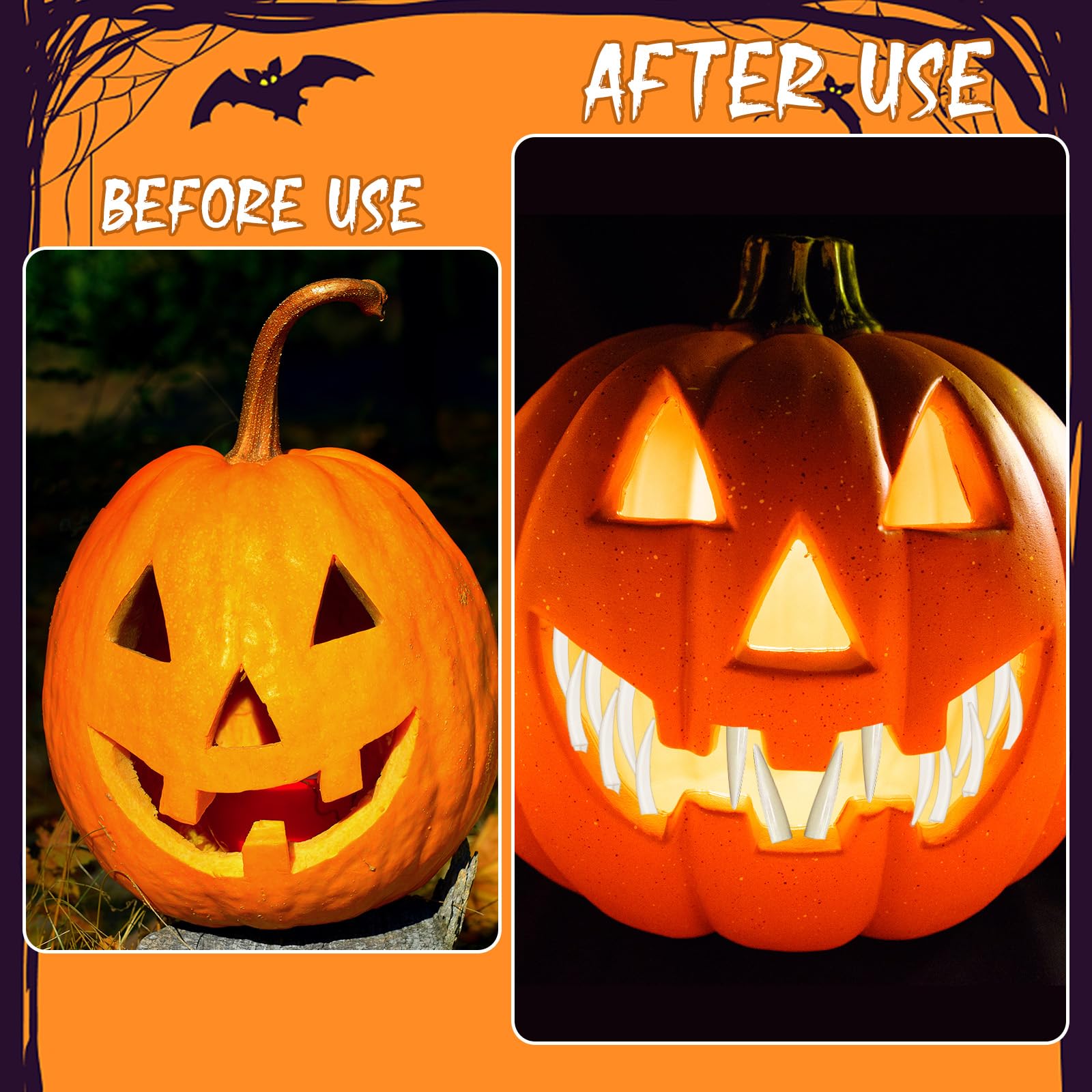 Lot De 64 Dents De Citrouille D'Halloween, Crocs Effrayants, Dents De Citrouille Dhalloween Crocs Effrayants Dents De Lanterne Pour La Decoration De La Maison~p146452590