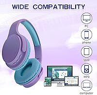 Vista 13 de Auriculares inalámbricos para niños, auriculares Bluetooth para niños pequeños, con aislamiento sobre la oreja, auriculares plegables con micrófono