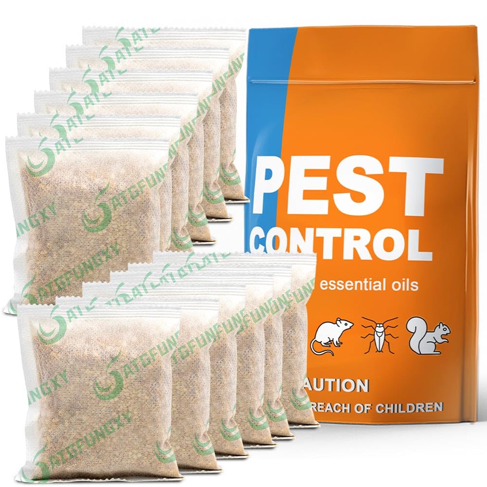 Pest Control Pouches, Mice Repellent, Indoor Mouse Repellents,Extra-Strength Peppermint to Repel Mice and Rats,Ant, Roach, Mosquito, RV Mouse Deterrent Keep Rodents Out of Car House Garages-12 Pouches