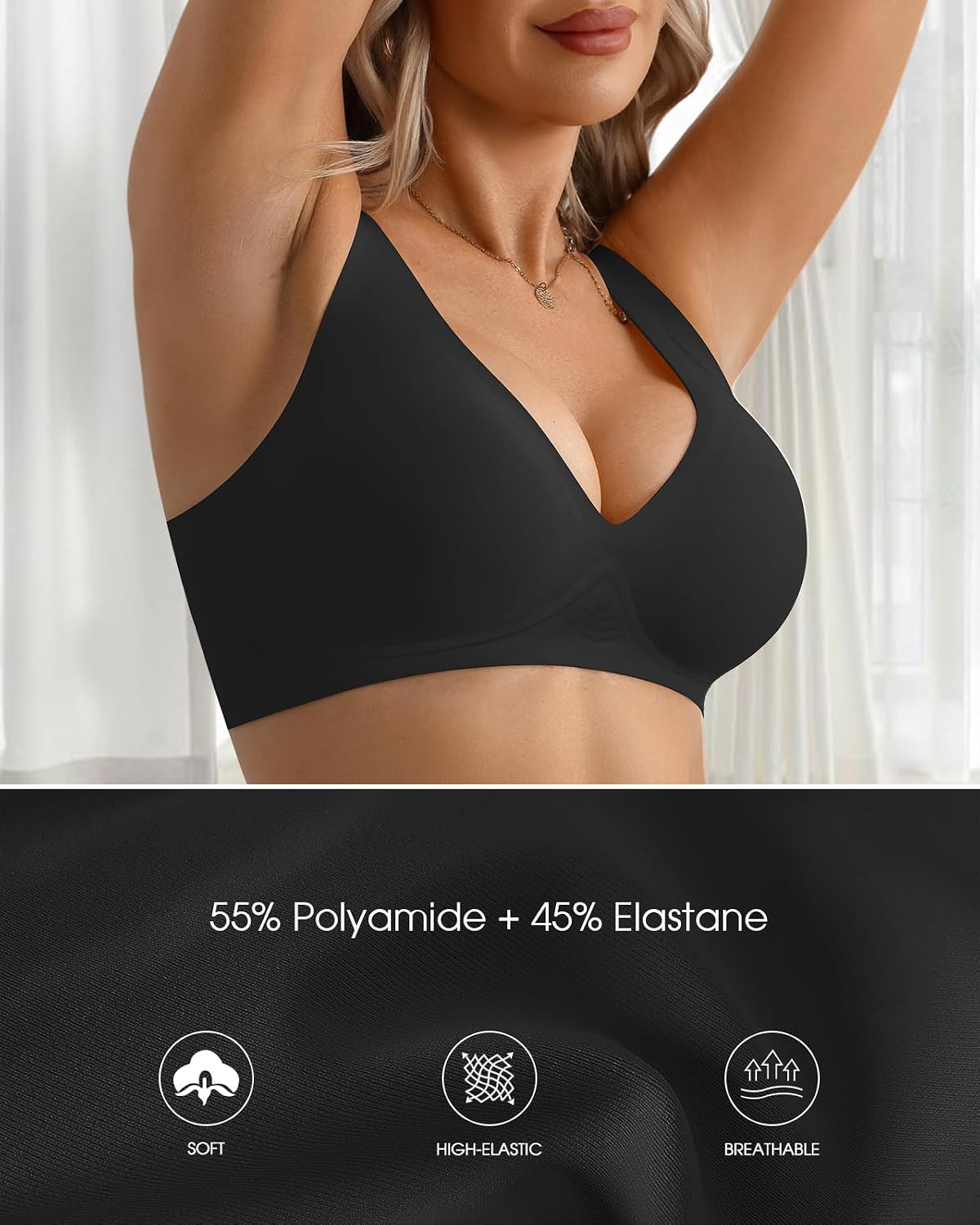 Wireless Bras for Women Full Coverage Plus Size Seamless Back Smoothing Everyday Comfort Bra Supportive Bralette
