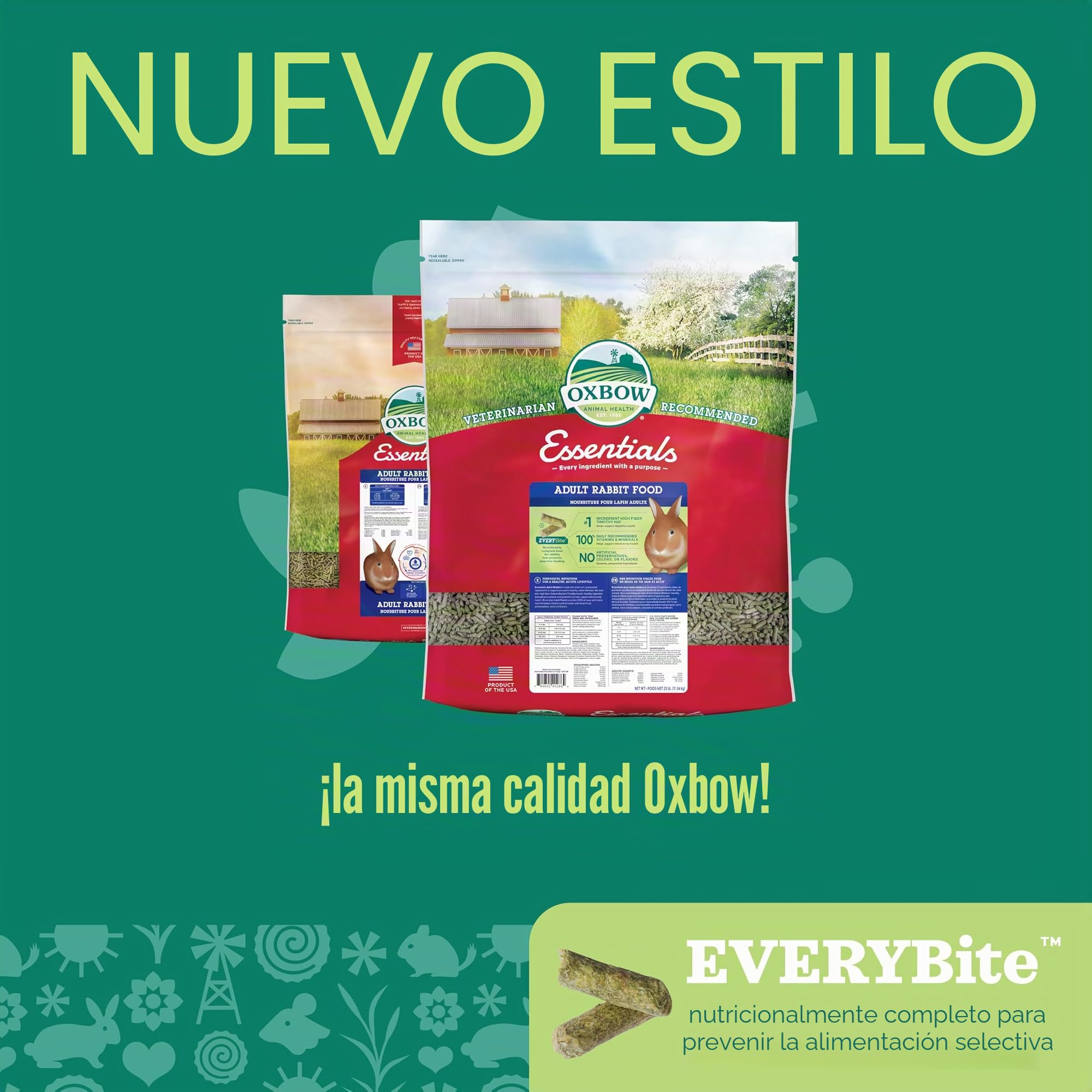 Oxbow Essentials - Alimento para Conejo para Adultos, 25 Libras.
