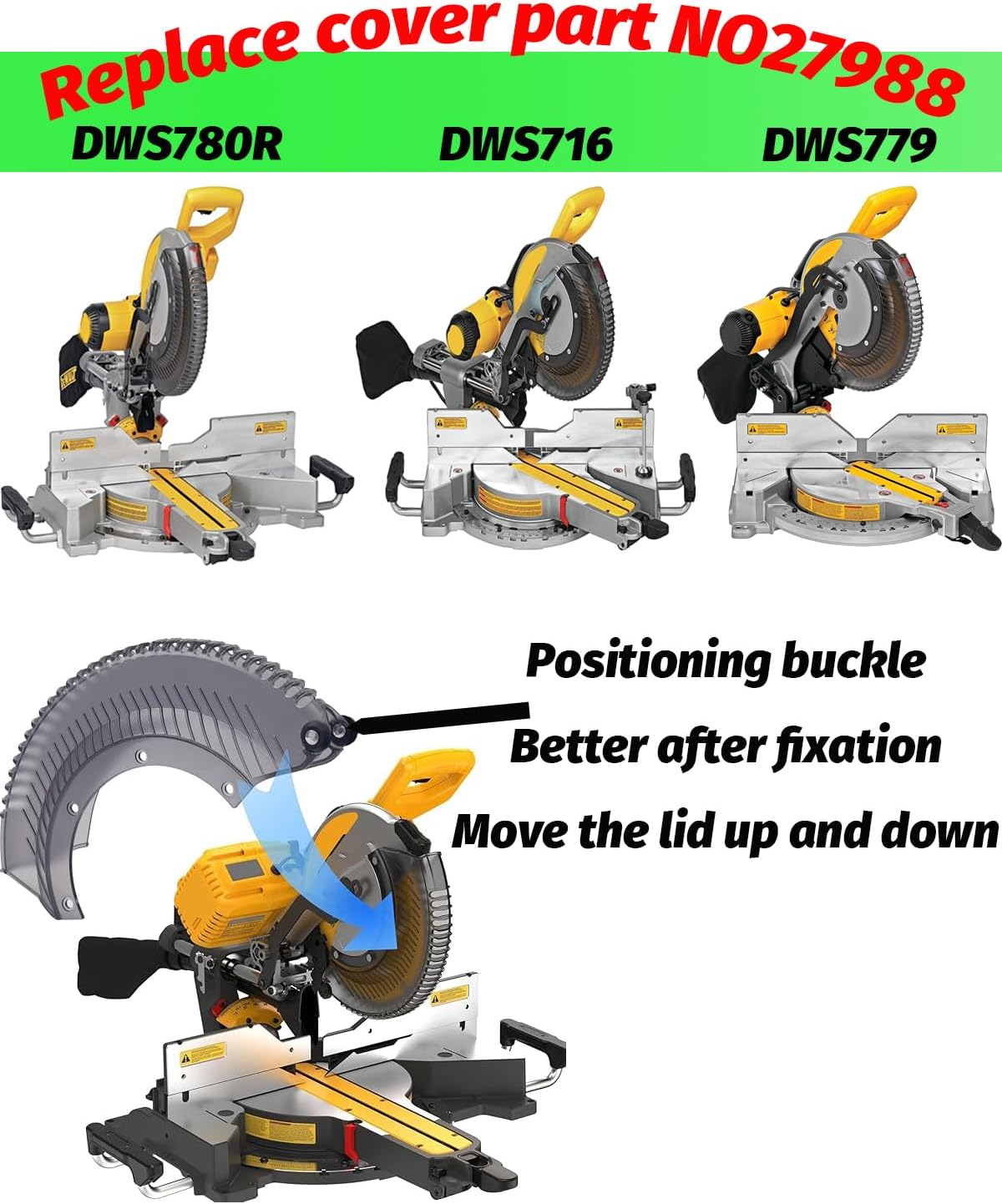 【 BGD 】N027988 Miter Saw Lower Guard Assy Compatible with DeWalt DHS716 DWS782 DHS790 DWS779 DWS780 N562309 DWS715 Miter Saw Replacement Blade Guard (1 Pack)