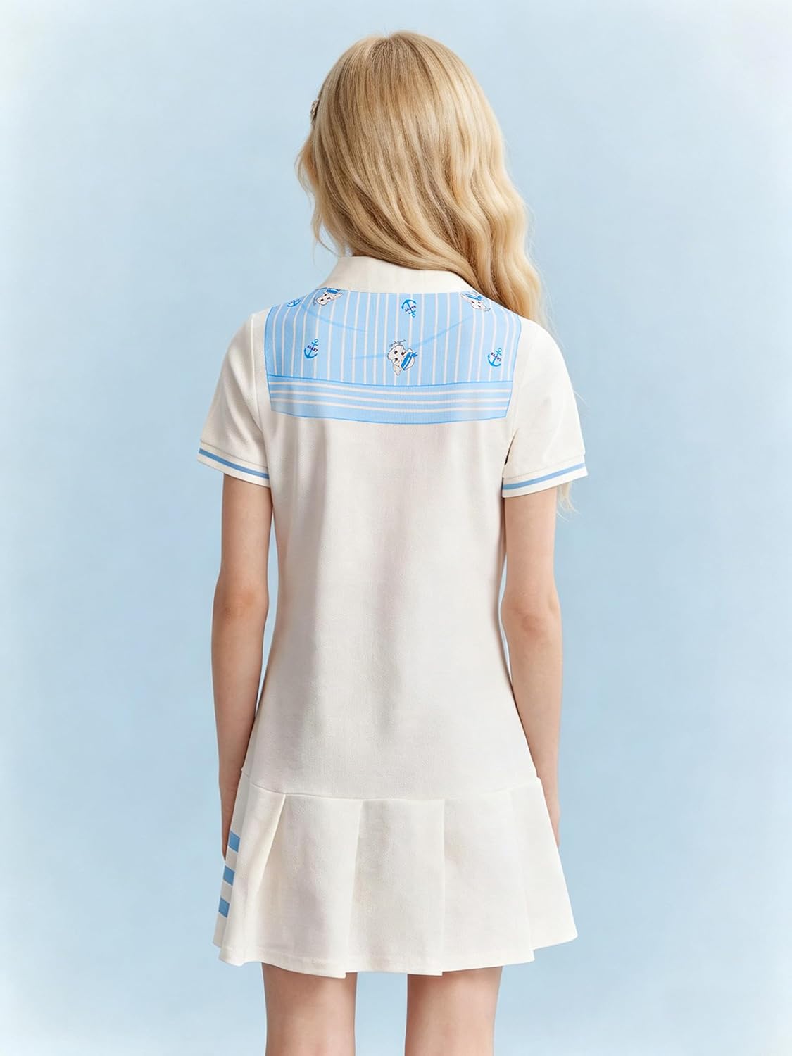 Girls Tennis Dress Dog Print Short Sleeve Polo Dress Golf Outfit Pleated School Uniform Dress for Teens 5-15Y