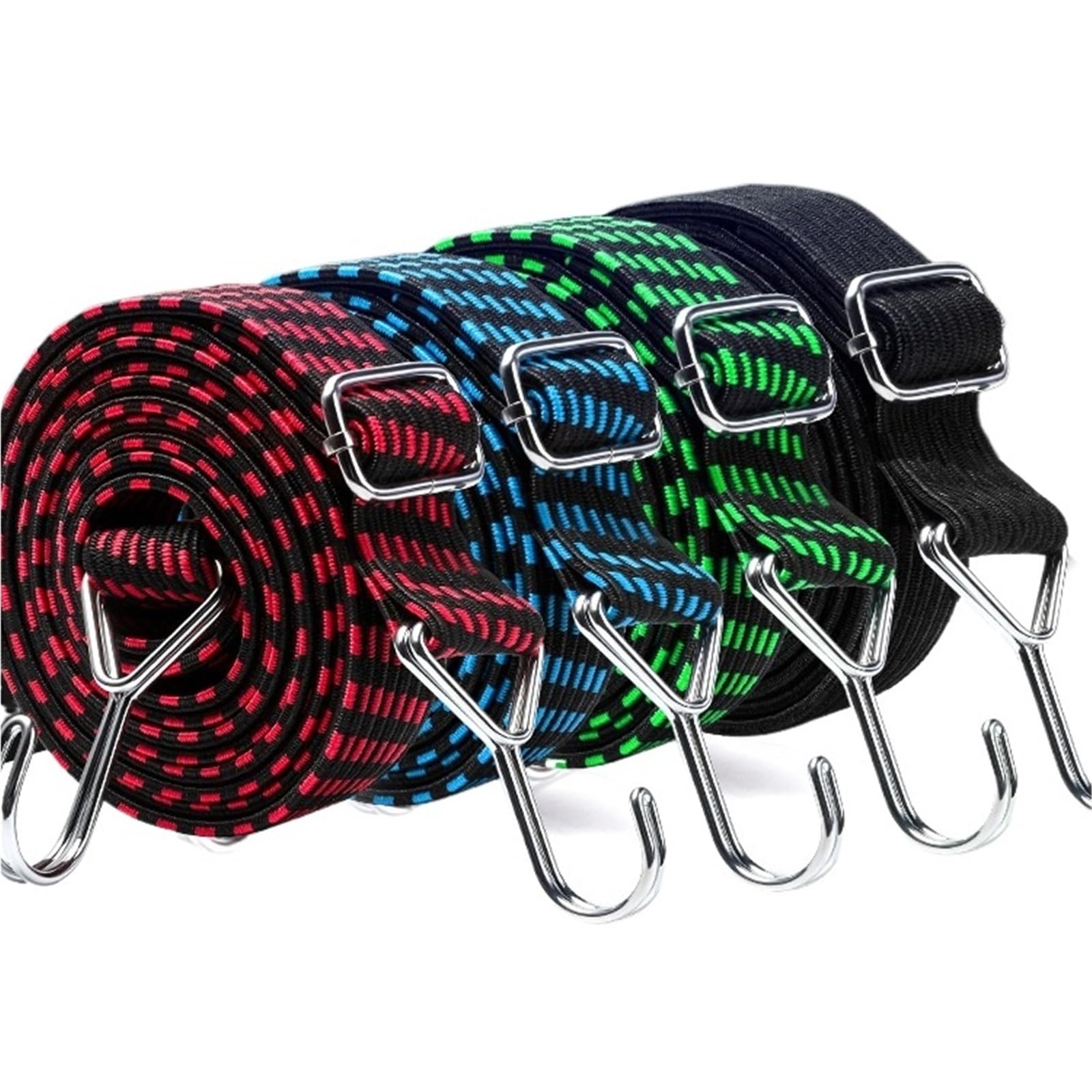 Lot de 5 tendeurs élastiques avec Crochets, Sangles élastiques de 1 à 5 m de Long, for Bagages, Camping, Barres de Toit, déménagement(3m Black)