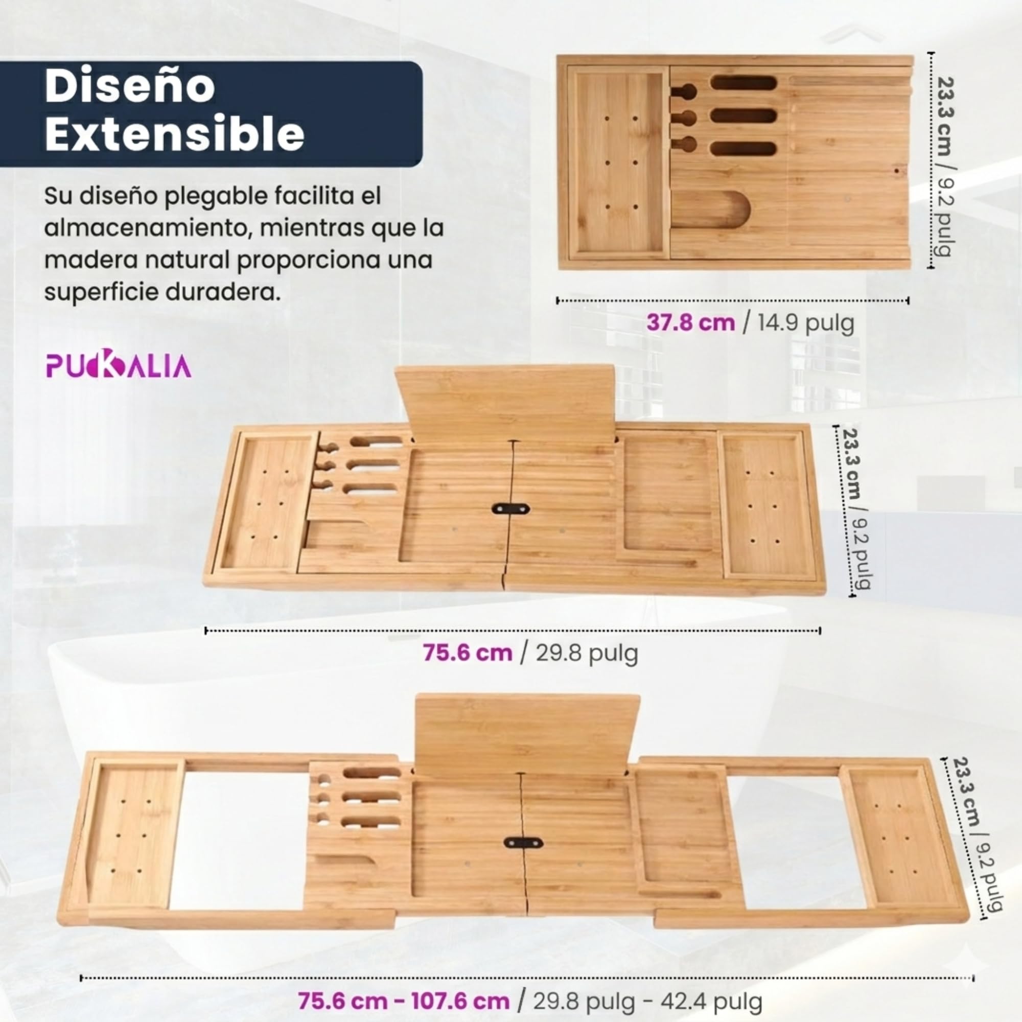 Vassoio per vasca da bagno con cuscino ergonomico, kit spa in casa in bambù, supporto estensibile e pieghevole per tablet, libro e coppa, legno naturale 100% e accessori di lusso