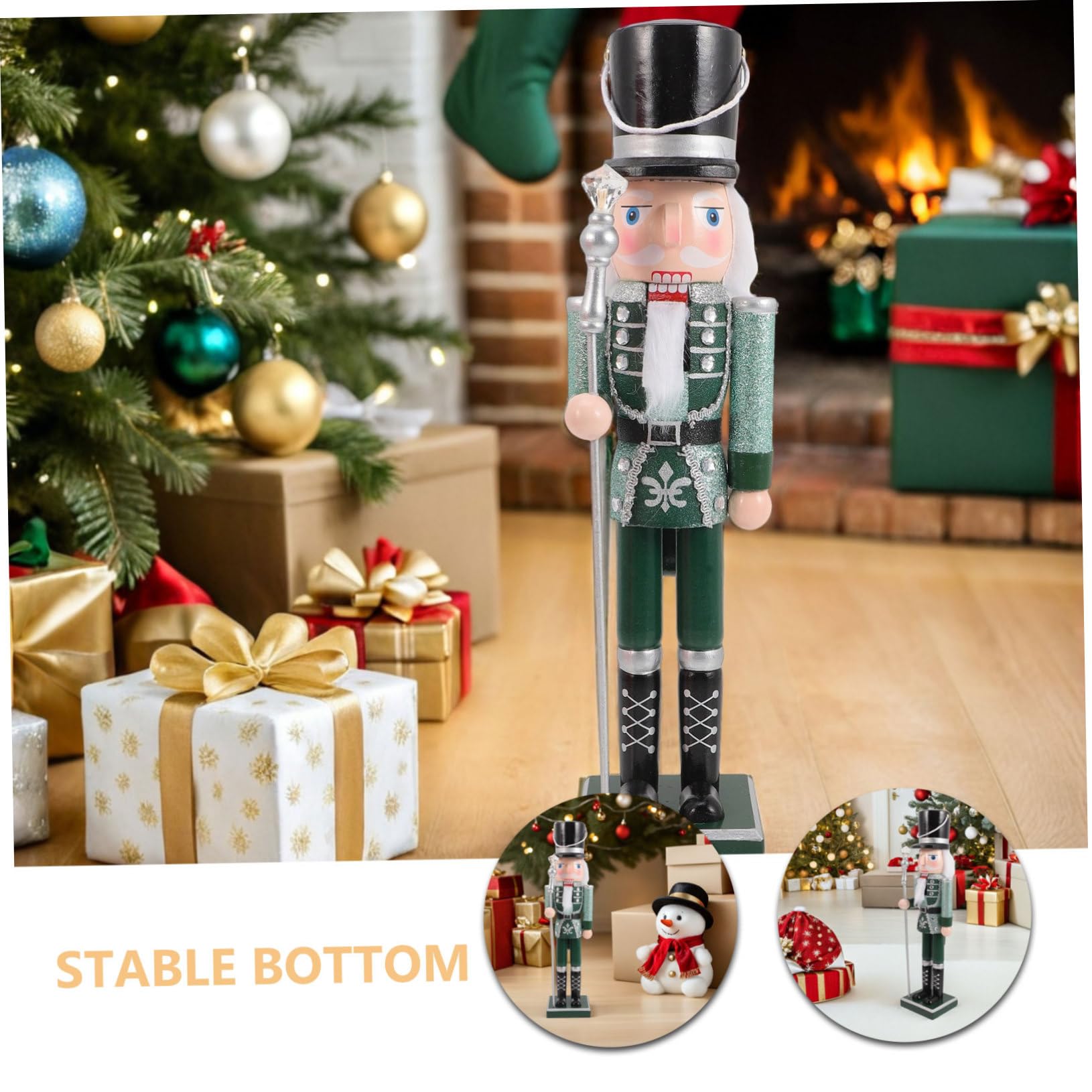 Grüne Handbemalte Holz nussknacker Soldat Figur Stabile Weihnachtsdekoration für Tisch und Festliche Feiern Traditionelle Holzsoldaten Ornamente