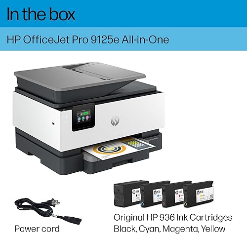 Miniatura 6 de HP OfficeJet Pro 9125e Impresora todo en uno, color, impresora para pequeñas y medianas empresas, impresión, copia, escaneo, fax, tinta instantánea