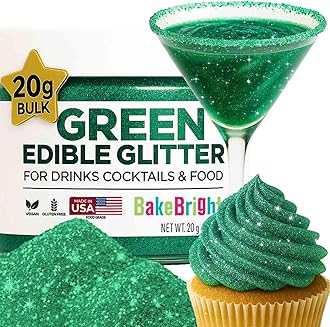 Bulk 20g Dark Green Edible Glitter for Drinks | Premium Edible Glitter for Cakes, Cocktails, Dark Green Cake Decorating Decorations Food Grade, Vegan, Kosher, Halal, Gluten Free - Made in USA