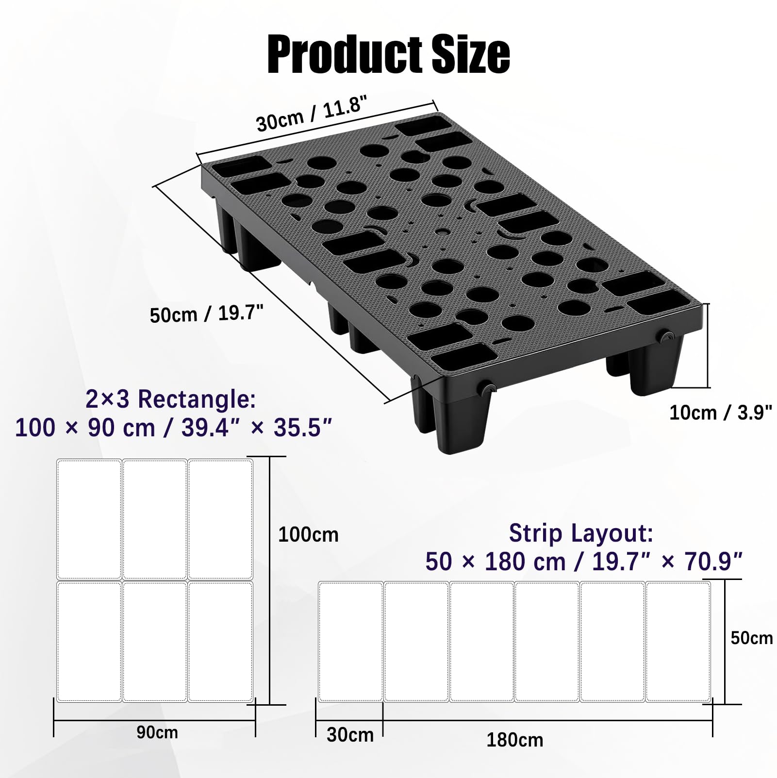 6 palés de plástico HDPE, apilables, palés industriales con conexión de clic, palé ligero resistente al agua, para interior/exterior, para supermercado, sótano, garaje, almacén (50 x 30 x 10 cm)