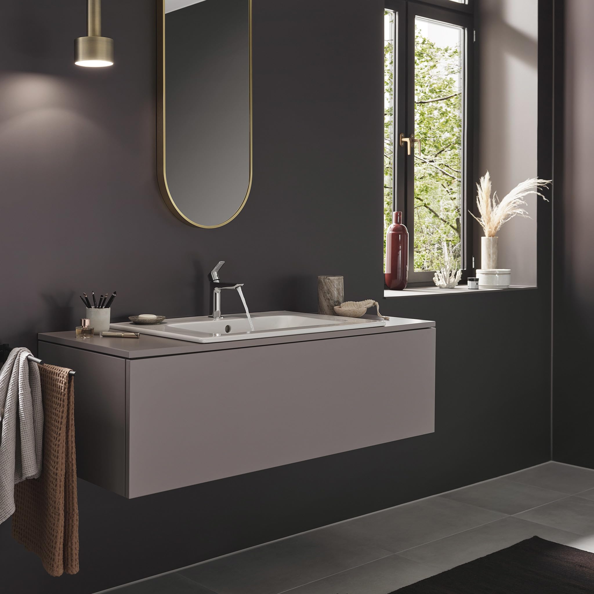 Hansgrohe Logis Armatura umywalkowa, kran łazienkowy z wylewką o wysokości 110 mm, z zestawem odpływowym Push-Open, oszczędzająca wodę armatura łazienkowa, chrom
