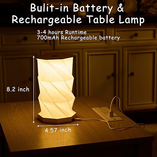 Miniatura 6 de Lámpara de escritorio portátil  Ultra fina de 0.7 pulgadas, ligera, 0.28 libras, lámpara de papel plegable con base de aleación de zinc, mini