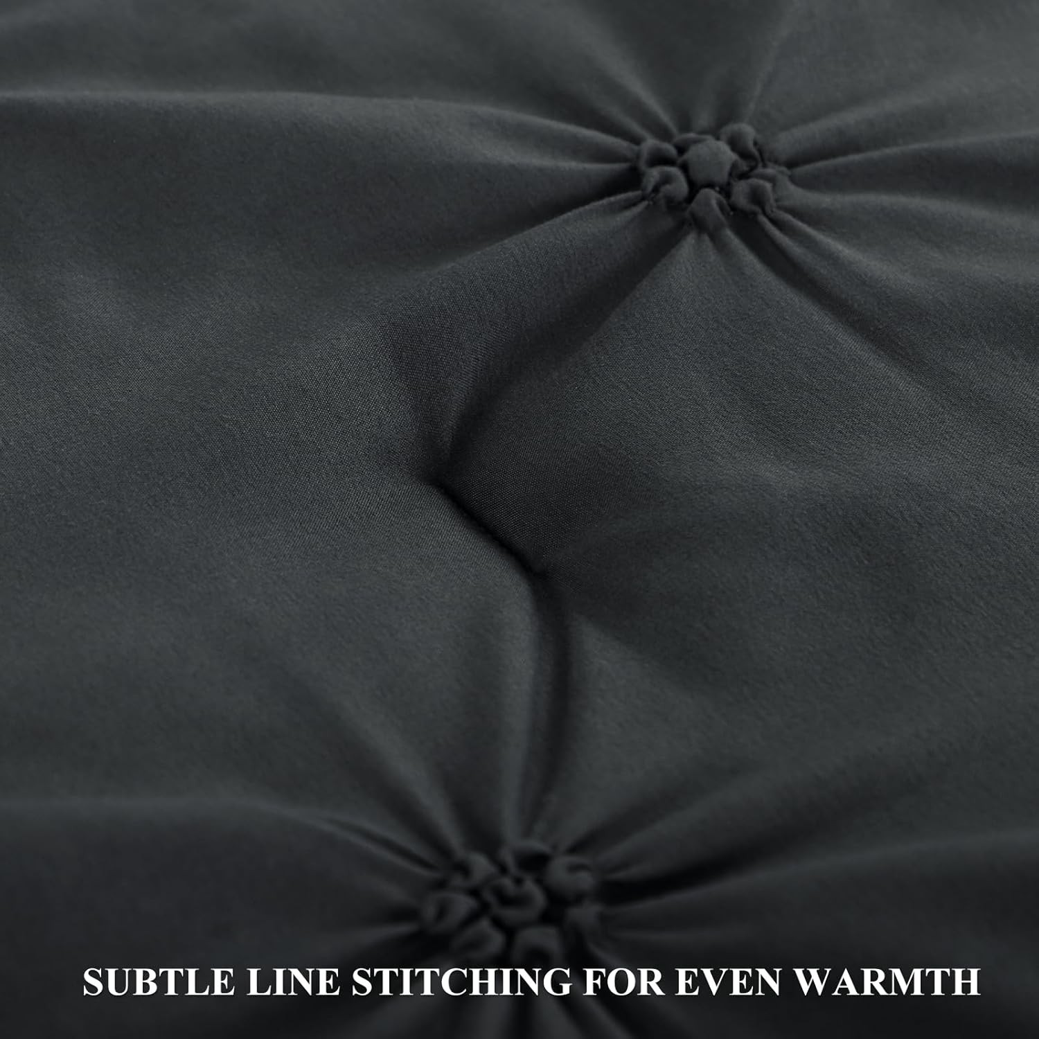 Aisbo Pintuck Comforter Set Twin - Anthracite Grey Pinch Pleated 2-Pieces Comforter Set Soft and Lightweight, All Season Down Alternative Comforter for Twin Size Bed with 1 Pillow Shams