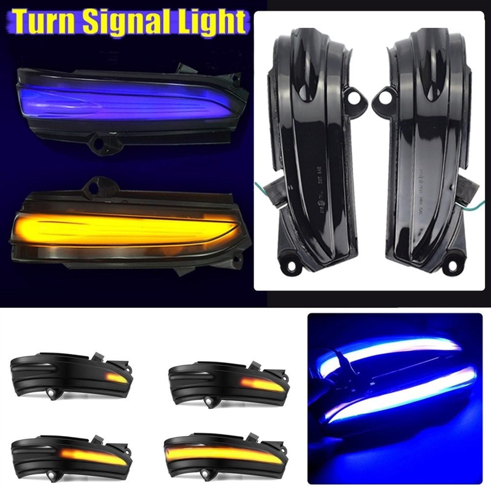 Lusterko boczne dynamiczne kierunkowskazy do Mondeo MK5 Fusion 2014 2015 2016 2017 2018 2019 LED lusterko boczne wskaźnik lampa lusterko boczne lampa sekwencyjna lampa błyskowa, niebiesko-żółta