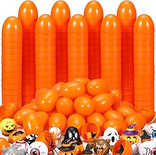 100 Pieces Halloween Eggs Halloween Plastic Eggs Halloween Easter Eggs Halloween Egg Hunt Scavenger Hunt for Halloween Party Supplies Trick or Treat Candy Box for Halloween Party Supplies(Orange)