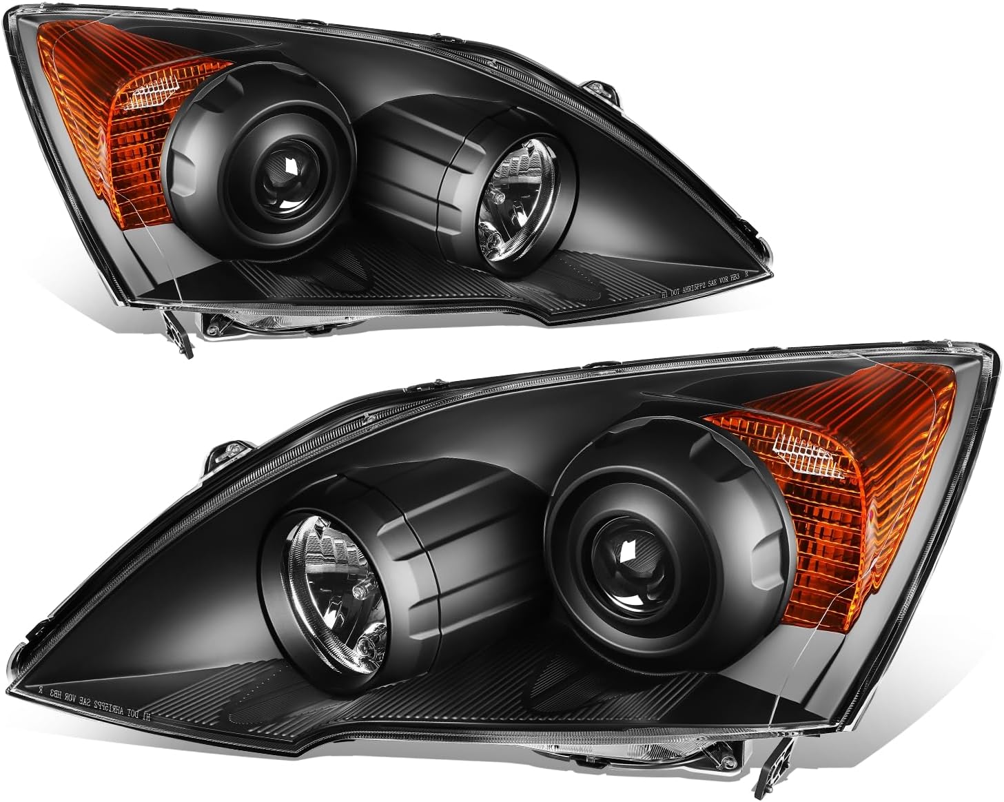 Auto Dynasty Projector Headlights Assembly Compatible with Honda CR-V 2007 2008 2009 2010 2011, Driver and Passenger Side, Black Housing