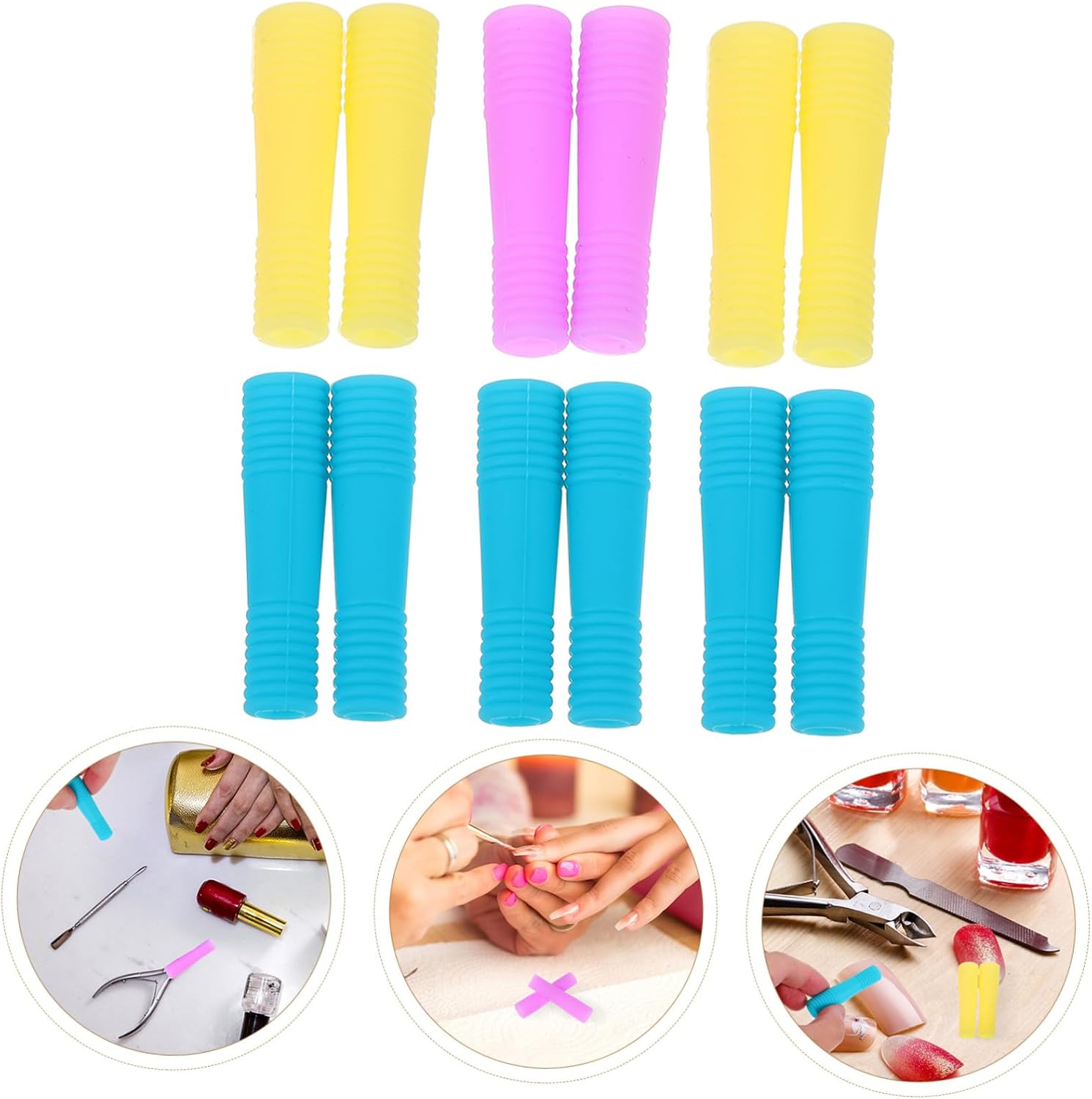 18pairs Ergonomic Nail Cuticle Scissors Handle Cover Non-slip Grip for Easy Use Silicone Sleeves for Trimmer Protection Random Color