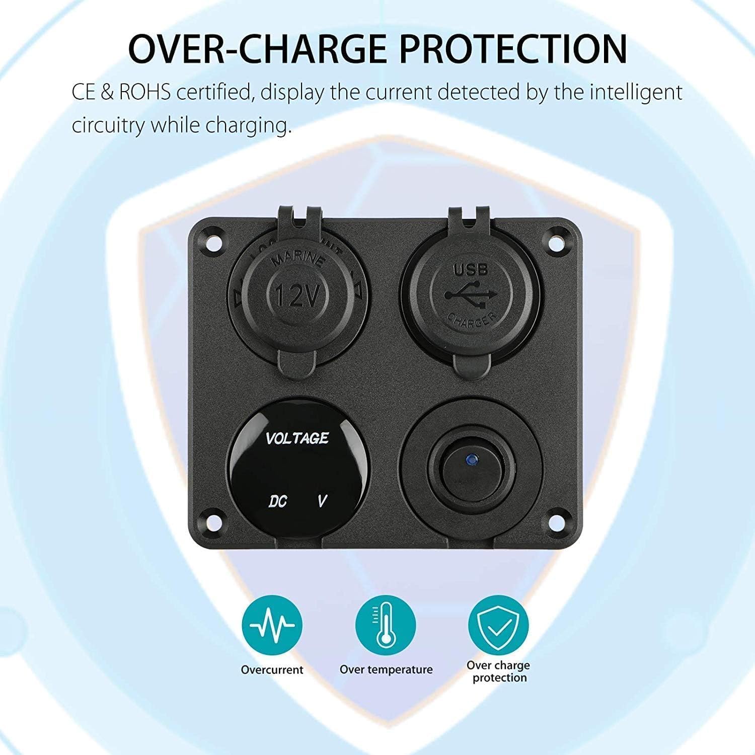 Diagram showing over-charge protection features of the Linkstyle charger panel.