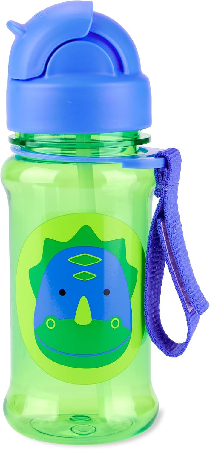 Skip Hop Toddler Sippy Cup with Straw, Zoo Straw Bottle with Tritan Renew, 12 oz. Dino