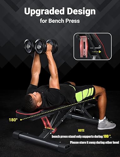 Miniatura 4 de YOLEO Banco de pesas ajustable de 880 libras para prensa de banco, banco de pesas plegable MAX con soporte de prensa de banco/cabeza extendida