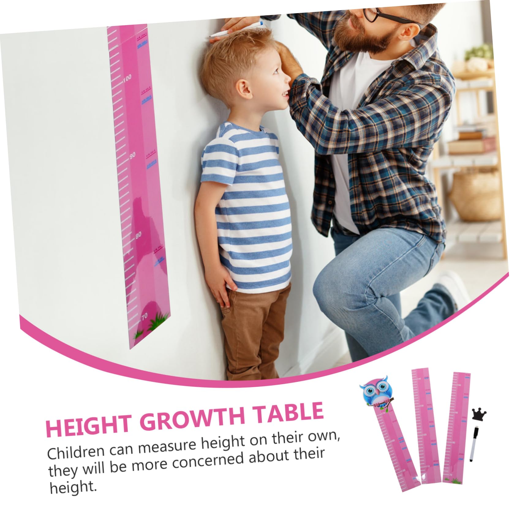 ERINGOGO Child's Room Decor Height Measuring Ruler Sticker Cartoon Animal Design Waterproof Removable Growth Chart Decor