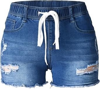 Atditama Womens Summer Ripped Jean Shorts Stretch Skinny Frayed Denim Shorts Beach Casual Women Shorts