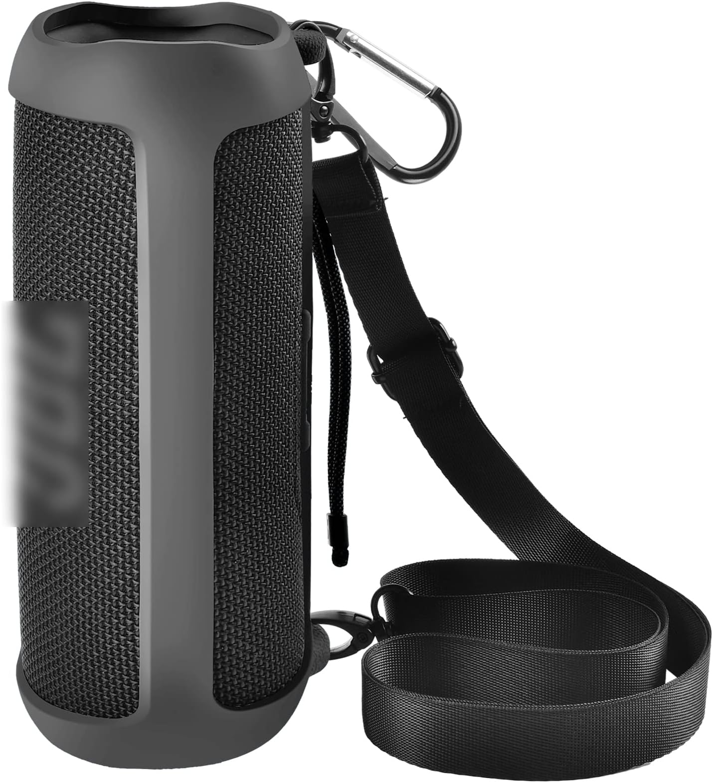 Silicone Case for JBL FLIP 6 Waterproof Portable Bluetooth Speaker, Gel Soft Skin Rubber Cover, Travel Carrying Storage Bag Pouch with Shoulder Strap and Carabiner - Black