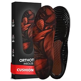 (New) Work Comfort Orthotic Insoles - Anti Fatigue Shoe Insert Men Women - Low Arch Support - Shock Absorption - Foot Pain Relief - Work Boot Insoles (Brown, L)
