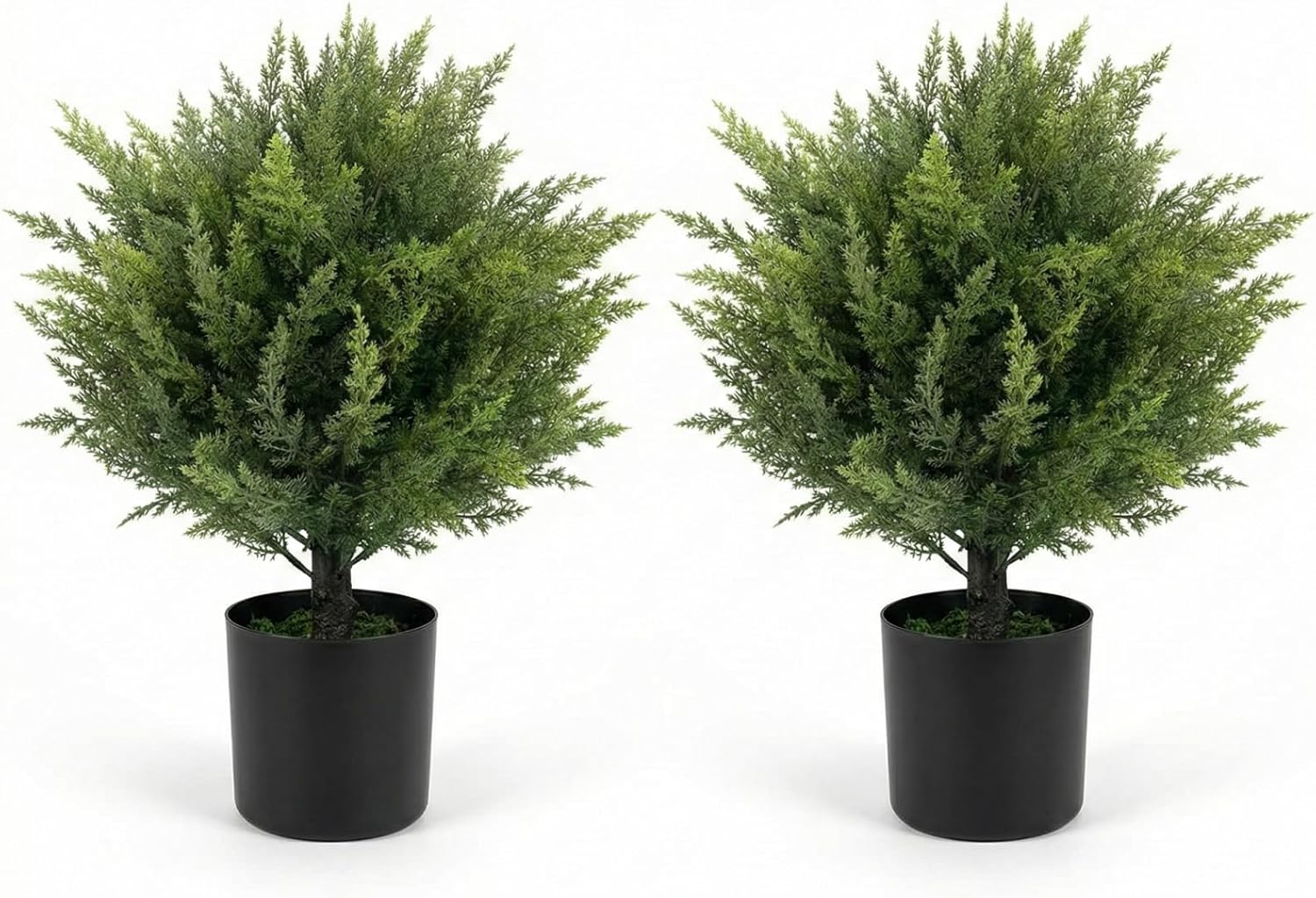Set of 2 Artificial Topiary Ball Tree Outdoor UV Resistant - 19.5" Tall Faux Boxwood Topiary Trees with Pot - Lifelike Front Porch Decor Artificial Plants for Home Decor Indoor Entrance Garden Patio