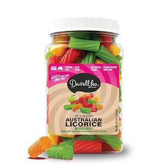 Darrell Lea Bulk Australian Licorice, Non-GMO, No Palm Oil, No High Fructose Corn Syrup, Soft & Chewy Licorice Candy, Made in Australia 3 Pound Bulk Tub, Mixed