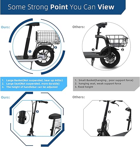 Miniatura 5 de Hiboy Scooter eléctrico - Scooter eléctrico para adultos - Scooter eléctrico de 31 millas de largo alcance y 22 Mph, scooter eléctrico de neumáticos