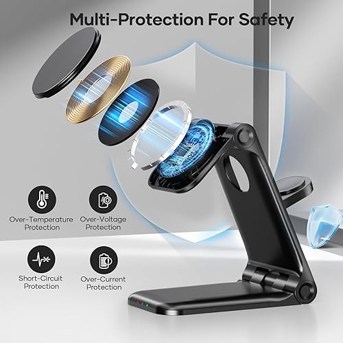 Miniatura 4 de Estación de carga plegable 3 en 1 para dispositivos Apple, estación de carga inalámbrica magnética, soporte de cargador de teléfono y reloj para