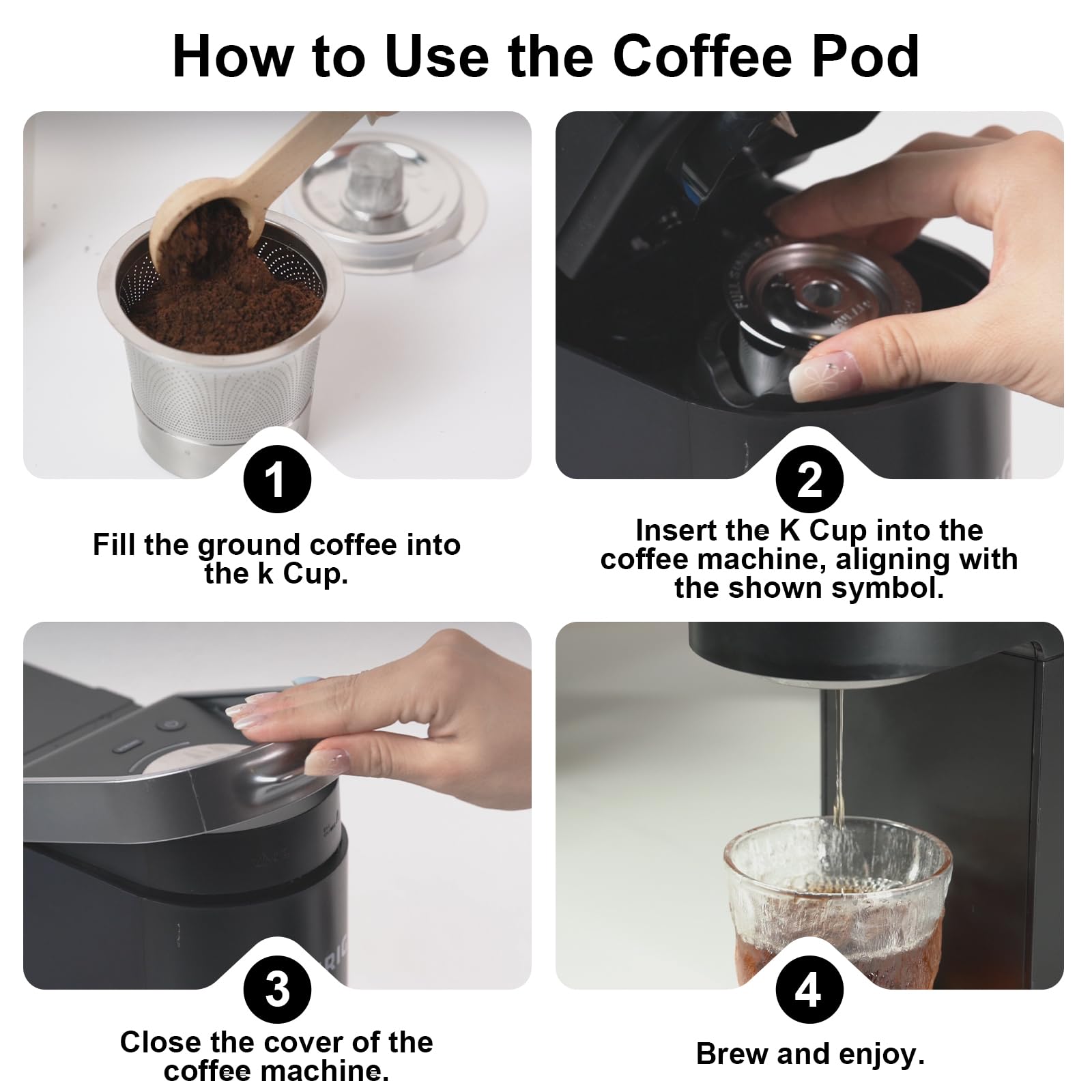 Paquete de 4 tazas K reutilizables para Keurig: cápsulas de café reutilizables de acero inoxidable para Keurig 1.0, filtros de café ecológicos y económicos para preparación diaria, fácil de llenar y