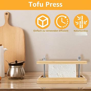 Bamboo Tofu Press with Drip Tray and Medium Strainer Safe Tofu Strainer Press Practical Tofu Drying Rack Reusable Tofu Press Efficient Tofu Press Mould Set for Home