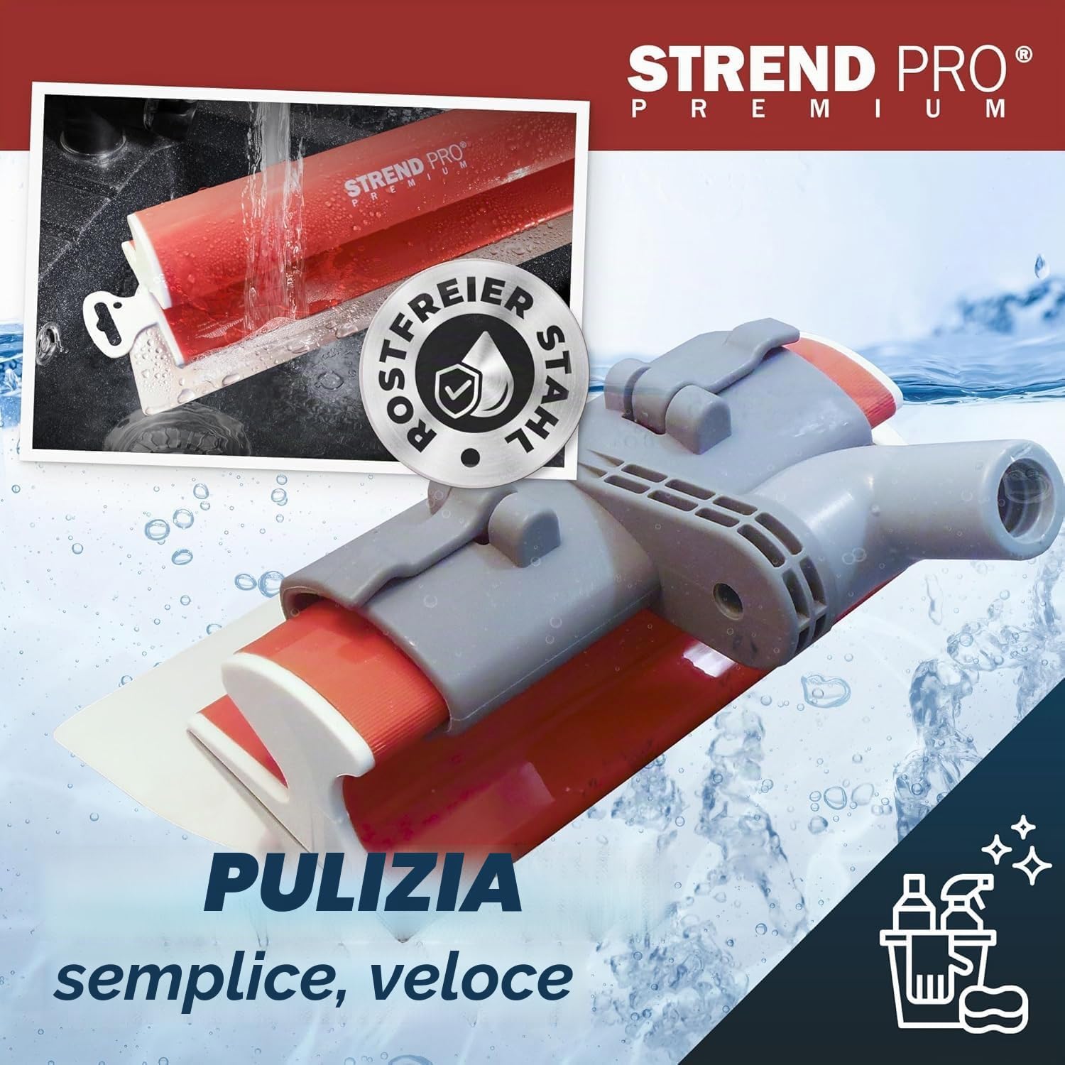 STREND PRO Set di Spatole per Stucco PREMIUM V2 | incl. 1000 mm, 800 mm, 600 mm, 400 mm, 250 mm, Manico Telescopico, Custodia | PROFI Set con Impugnatura a Z per per Muro a Secco e Stucchi