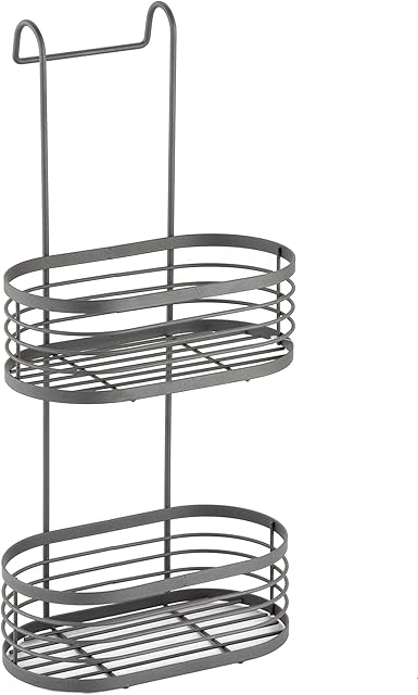 Blue Canyon 2 Tier Hanging Shower Caddy, No Drill Stainless Steel Bathroom Shelf, Non-Rusting Storage Shelves, Shower Accessory for Bathroom Organisation Shelf, Shower Basket Organizer, Grey