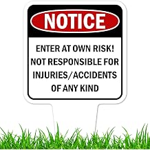 Notice, Enter at own Risk! Sign, 7"x13", Heavy Duty Integrated Ground Stakes, Indoor/Outdoor Use, Rust Free Aluminum Composite, Made in USA by My Sign center