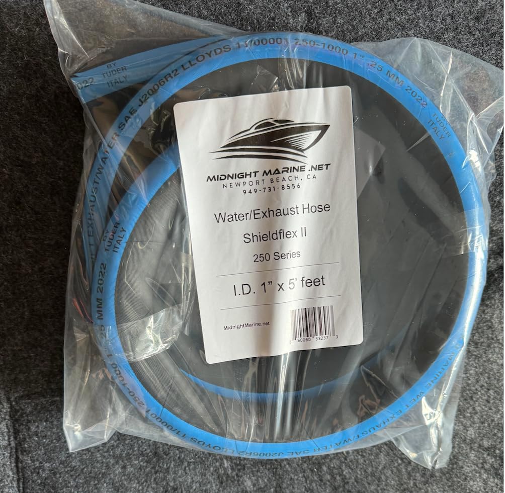 250 Series Hardwall Water/Exhaust Marine Hose with Wire Shieldsflex II 116-250 thermostat housing manifold hose Mercruiser (I.D. 1" x 5' feet)