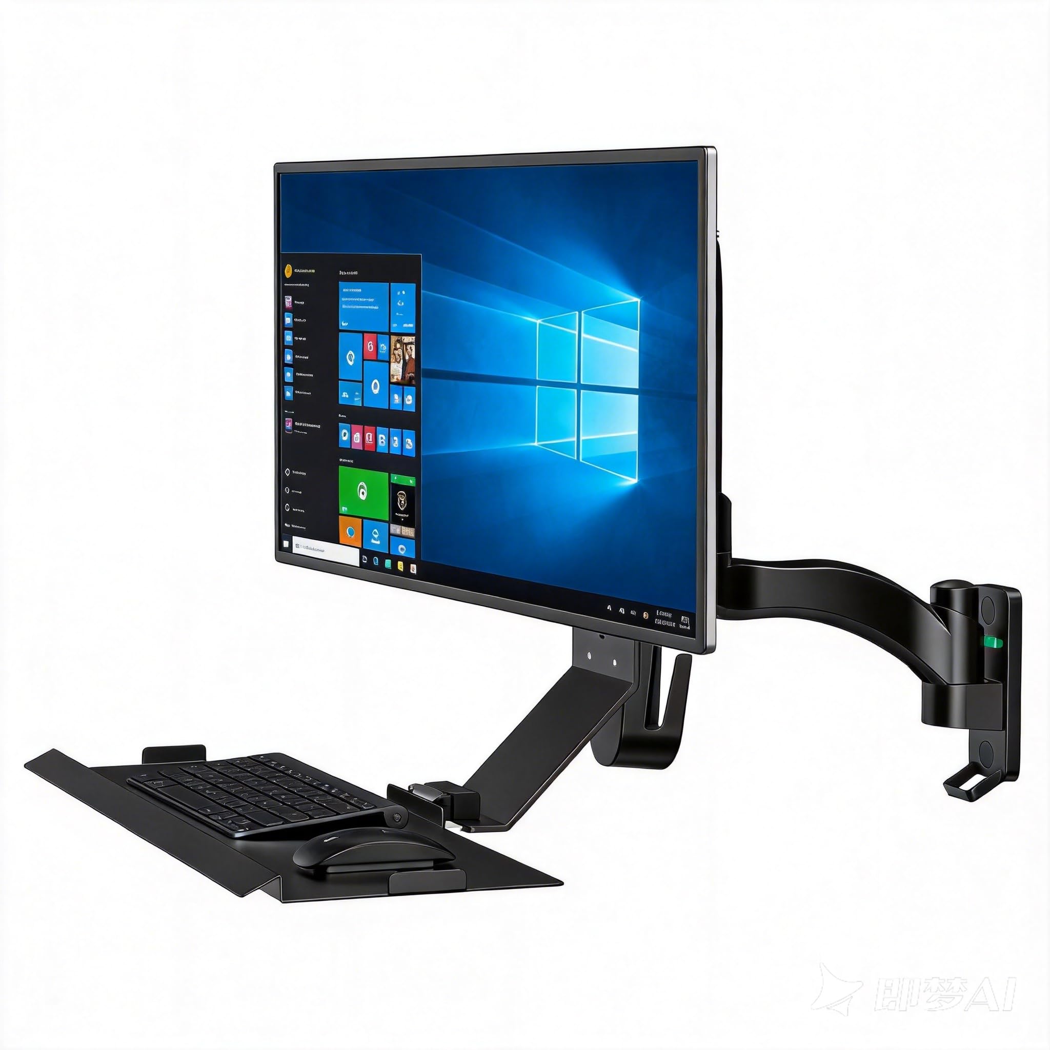 Yicorgard Wandmontierte Sitz-Steh-Monitor-Arbeitsstation, platzsparende klappbare Tastaturablage, kompatibel mit 15''-32'' PC-Monitoren, maximale Tragfähigkeit bis 10 kg