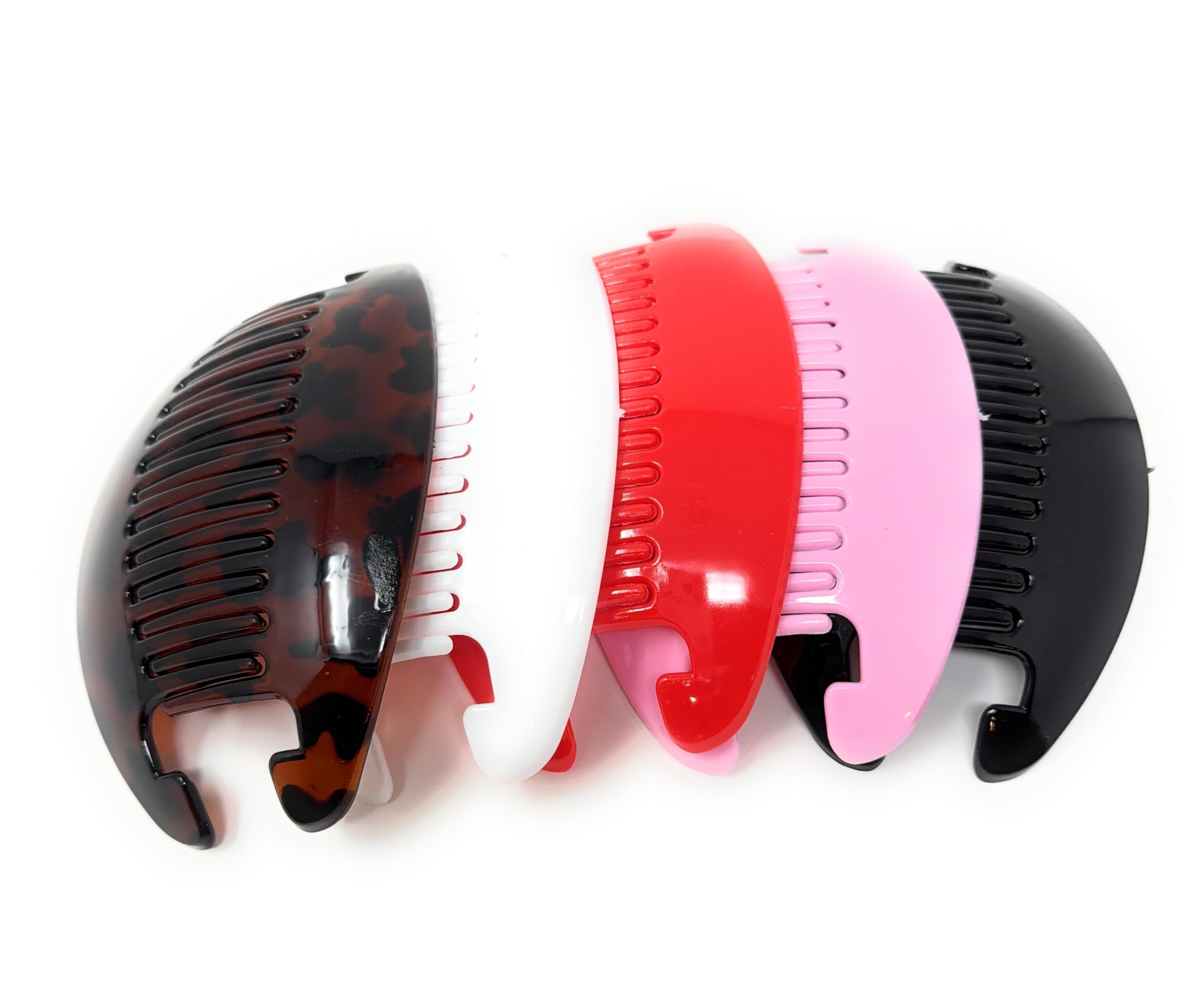 Jumbo Banana Comb Clip for Thick Hair - 5 Set (10 Pieces) Riser Claw Interlocking Jaw Extra Large 6 Inch Hair Clips