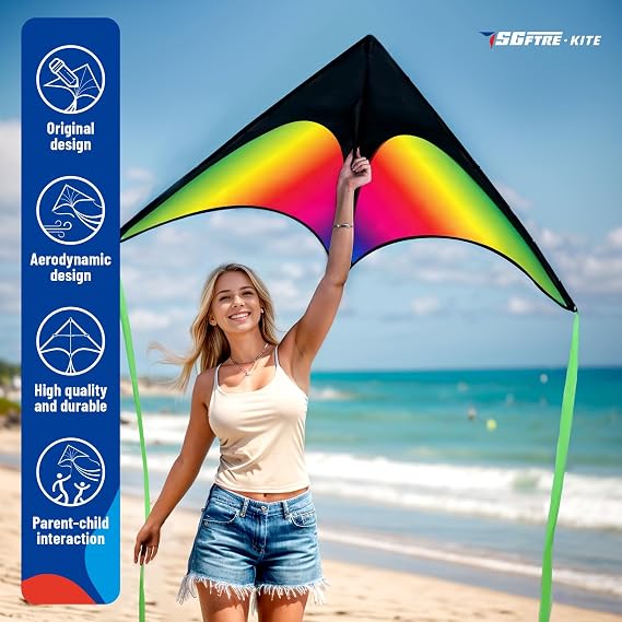 Delta Kite set for Kids and Adults, Extremely Easy to Fly for Beginners, Kites for Beach Trips and Parks Family Outdoor Games and Activities